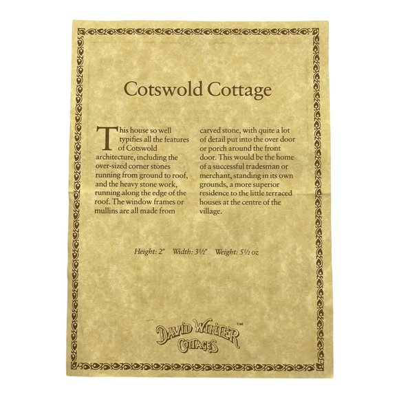 Vintage 1982 Cotswold Cottage David Winter Cottages Hand Made Painted In Box COA - Picture 8 of 10